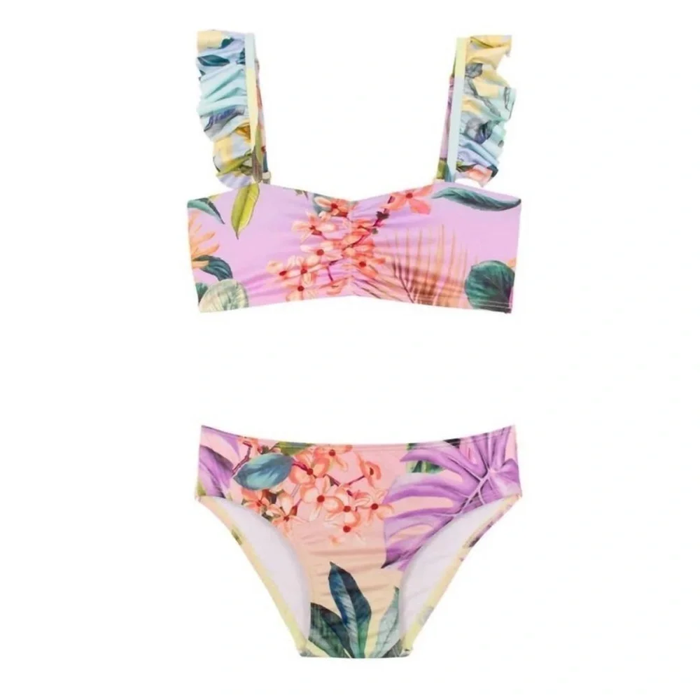 NEW PQ SWIM Girls Flutter Bikini Set in Oasis Floral 88$